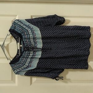 Lucky Brand Women's 3/4 Sleeve Semi-Sheer Floral Top Size Small